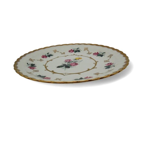 WOOD & SONS Alpine White Ironstone Plate Roses Gold Rim England Vintage 10" - Picture 4 of 11